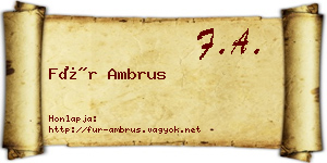 Für Ambrus névjegykártya